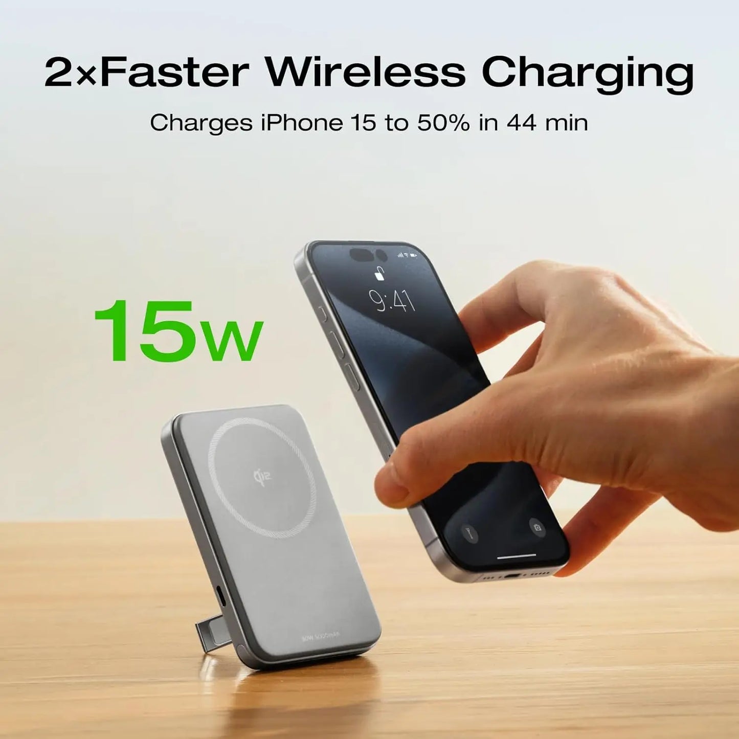ECOFLOW Rapid Power Bank Wireless 5000mAh, Qi2 Certified Ultra-Fast Magnetic Portable Charger with Stand & Built-in USB-C Cables