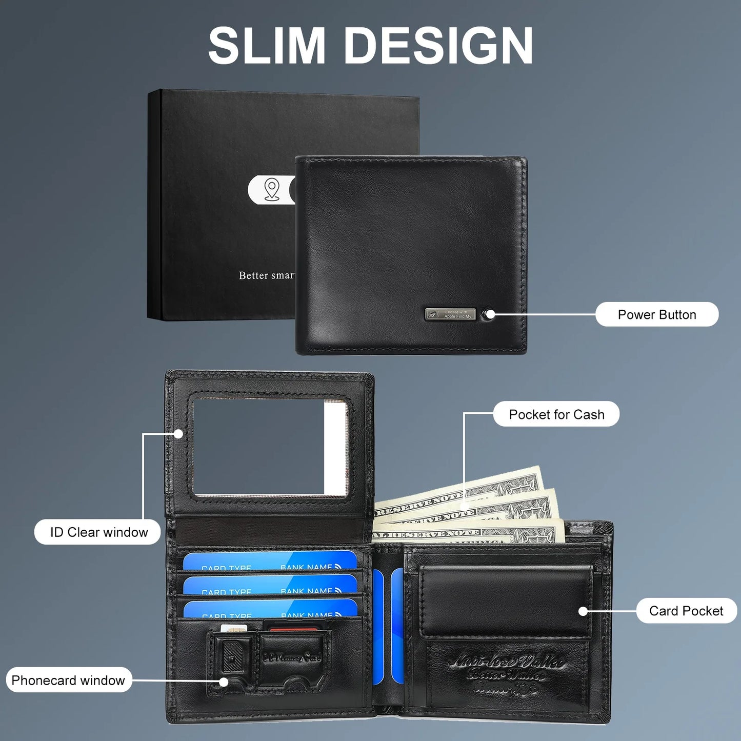 Smart Wallet For Men With Tracker Android Card Holder Wallet Finder Tracker Men Wallets Fathers Day Gift Men Birthday Gift