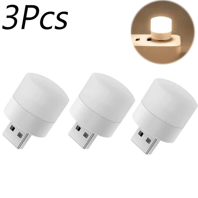 Pcs Mini USB Night Light Warm White Eye Protection Book Reading Light USB Plug Computer Mobile Power Charging LED Night Lamp