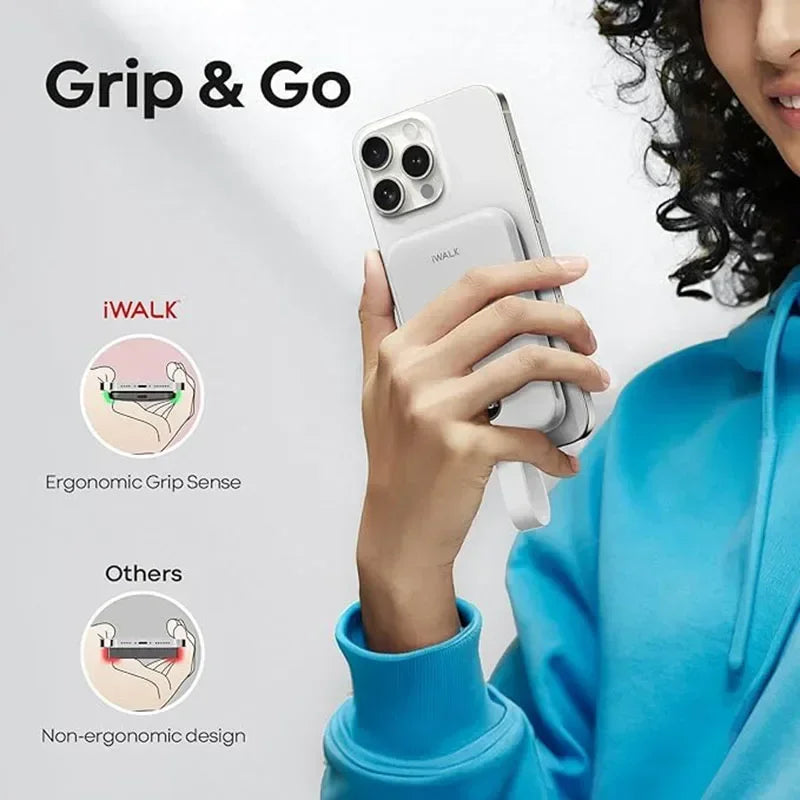 iWALK Magnetic Portable Charger with Ring: 50000 mAh Wireless Slim Stand Power Bank PD 20w Fast Charging with Led Display Stand
