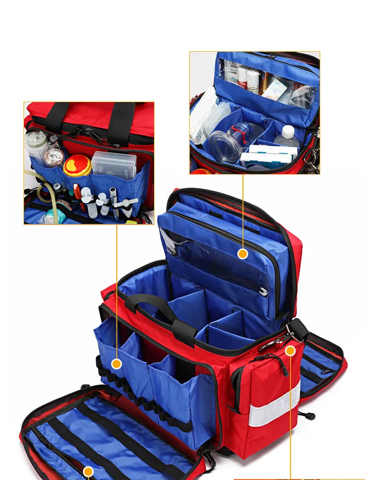 Outdoor Emergency First Aid Kit Medical Bag Rescue Large Capacity Case Waterproof Reflective Oxford Multi-pocket Travel Backpack