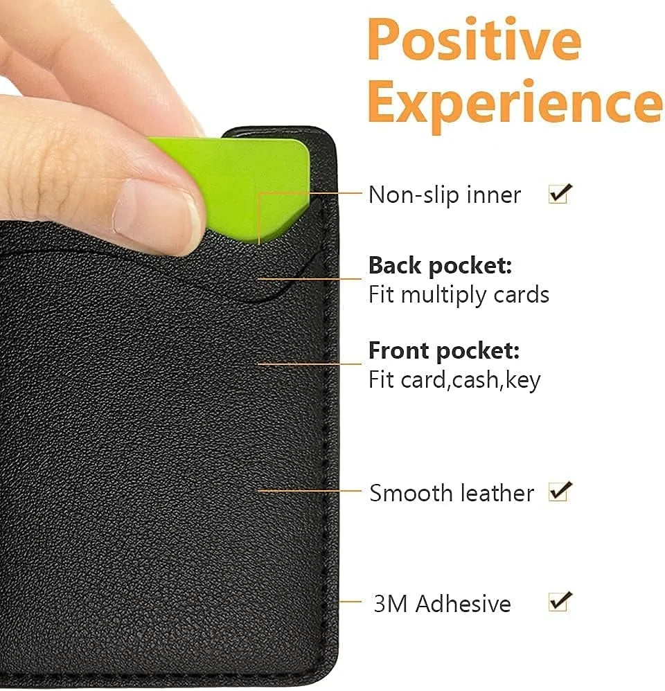 Phone Card Holder, Leather Phone Wallet Stick On, Card Holder for Back of Phone Credit Card Holder for Phone Case