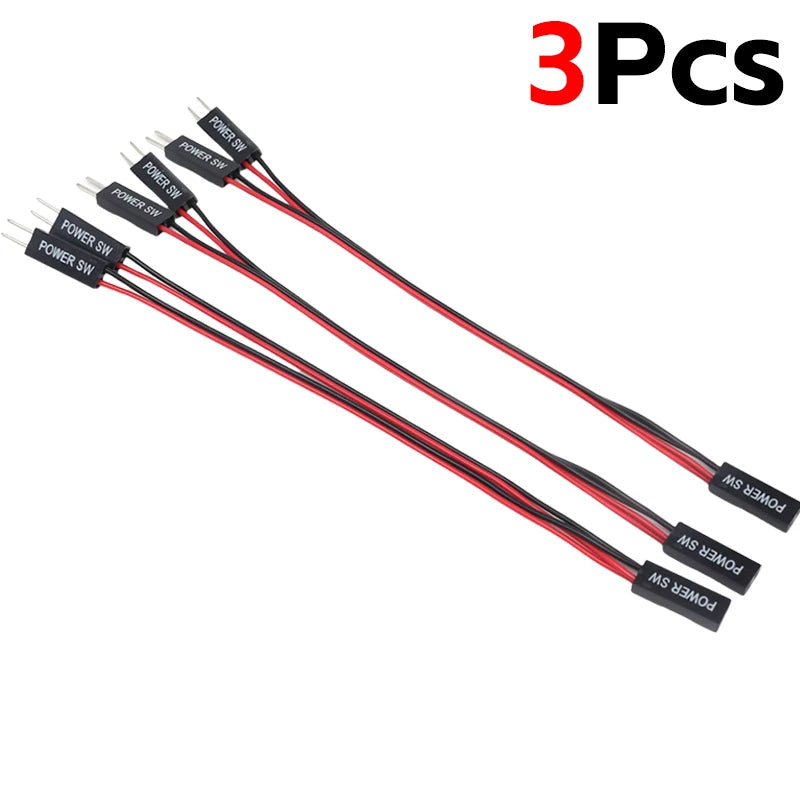 1-5Pcs Desktop Computer Motherboard On/Off/Reset Switch Power Cord PC Power Button 2 Pin SW Cable Extension Power Supply Cords