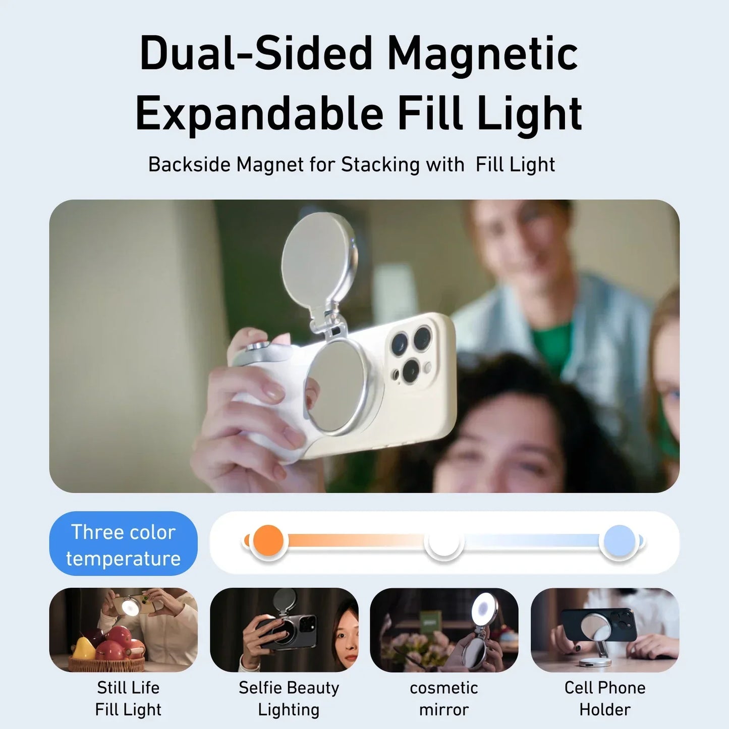 Magnetic Phone Camera Shoot Hand Grip BT Remote Control Handle for Vlogs and Selfies Compatible with Iphone 16/15/14 Pro Max