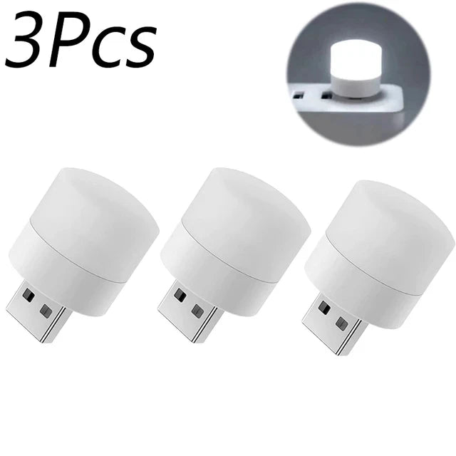 Pcs Mini USB Night Light Warm White Eye Protection Book Reading Light USB Plug Computer Mobile Power Charging LED Night Lamp
