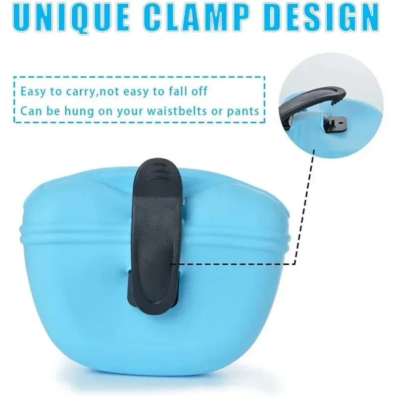 1-2PCS Go Out Portable Silicone Dog Food Bag Training Dog Waist Bag Outdoor Travel Storage Bag Hanging Clip Waterproof Food Bag