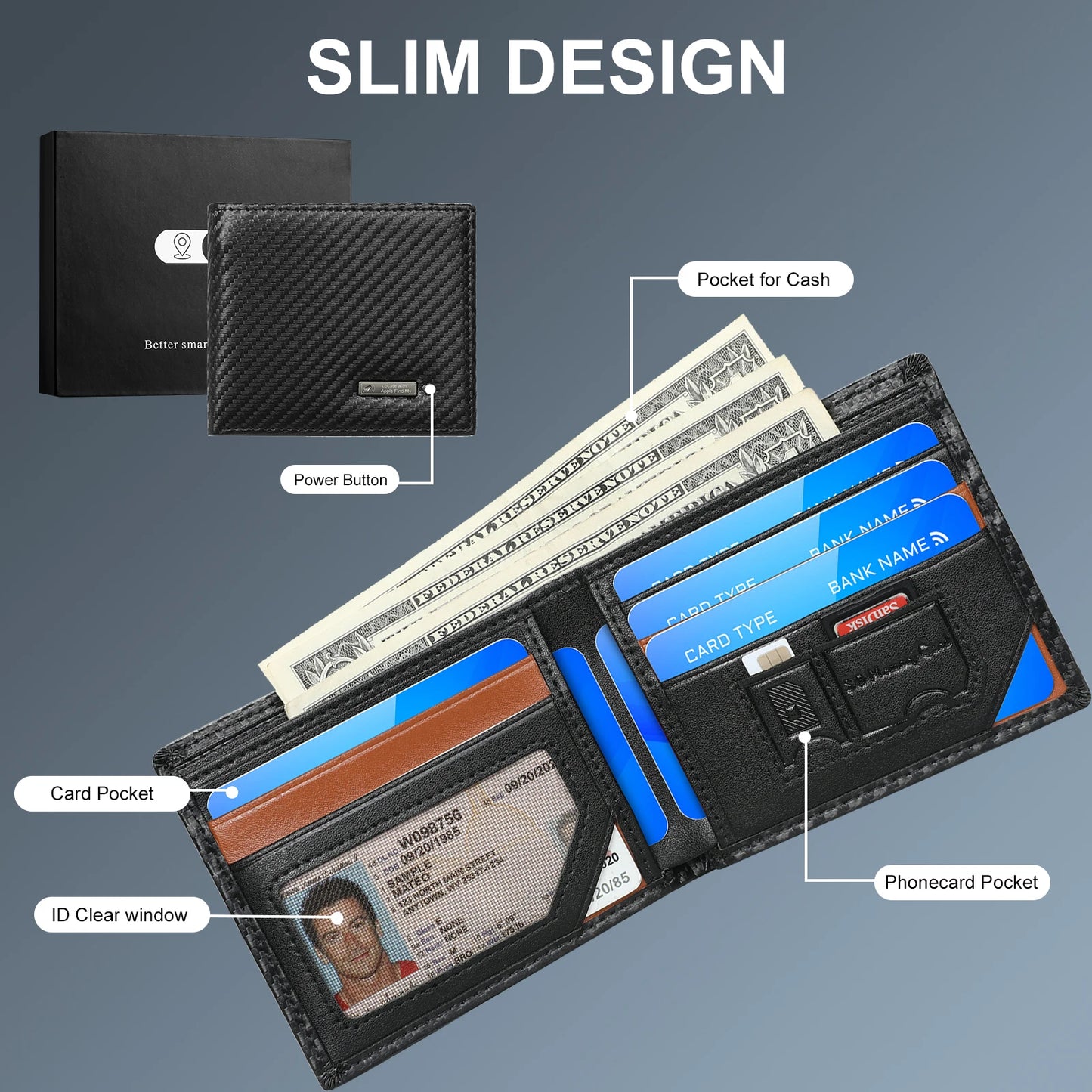 Smart Wallet For Men With Tracker Android Card Holder Wallet Finder Tracker Men Wallets Fathers Day Gift Men Birthday Gift