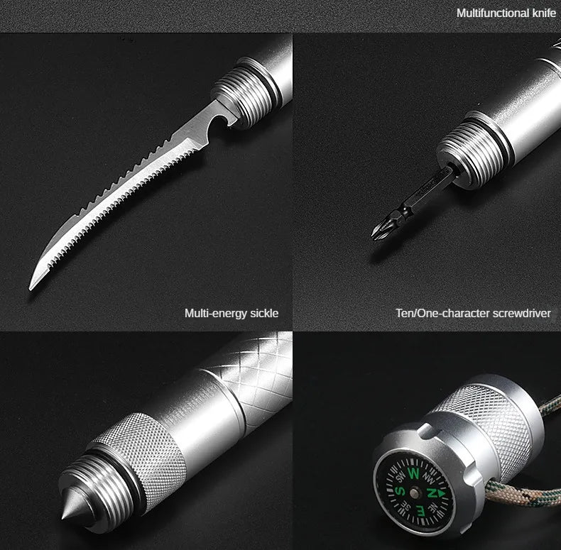 Professional Outdoor Mountaineering Stick Multi-function Metal Self Defense Stick Travel Mountain Camping Survival Tools