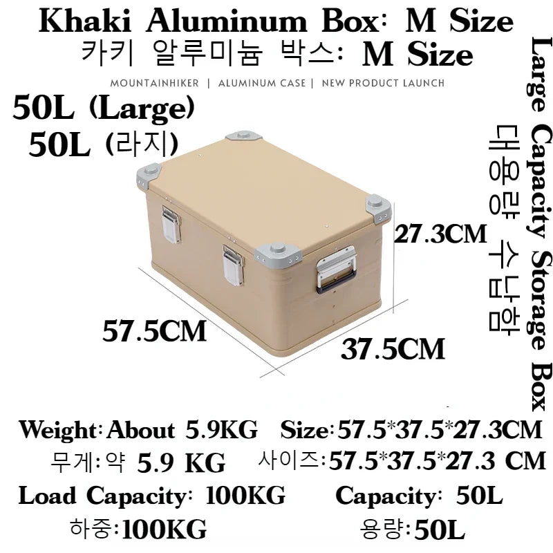 Mountainhiker 30-80L Camping Picnic Travel Aluminum Alloy Large Capacity Box Accessories Bag Hiking Outdoor Storage 4 Colors