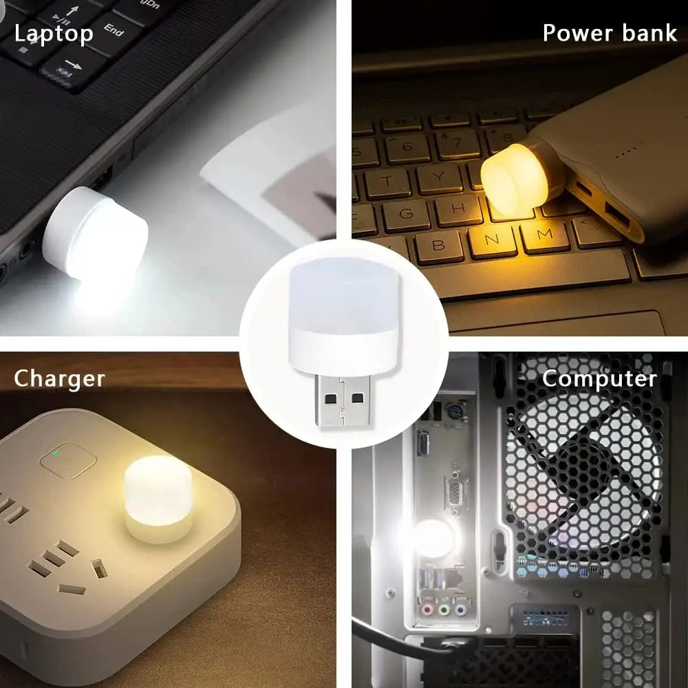 Pcs Mini USB Night Light Warm White Eye Protection Book Reading Light USB Plug Computer Mobile Power Charging LED Night Lamp