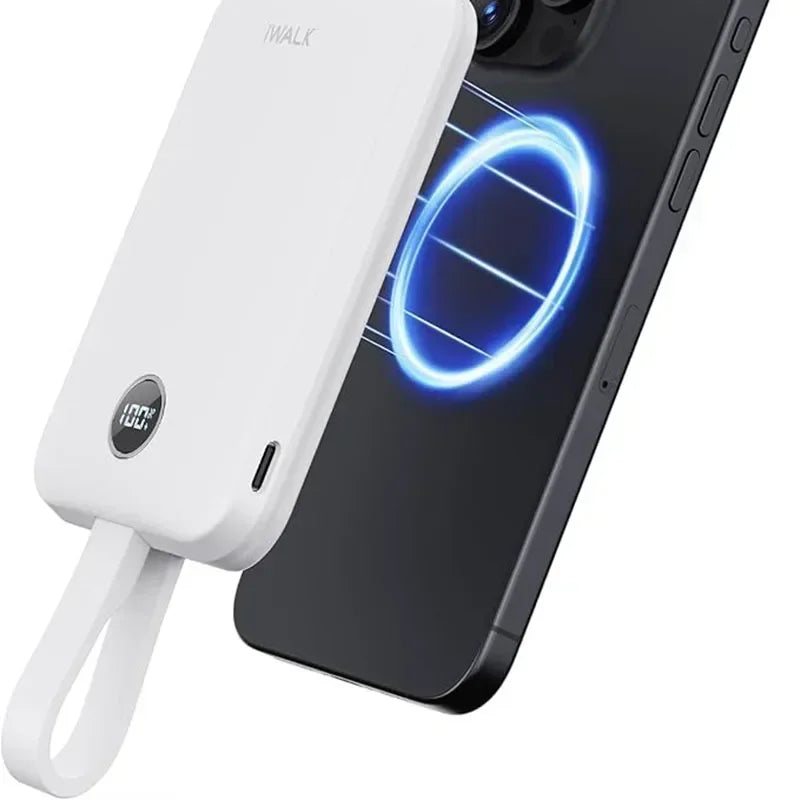 iWALK Magnetic Portable Charger with Ring: 50000 mAh Wireless Slim Stand Power Bank PD 20w Fast Charging with Led Display Stand