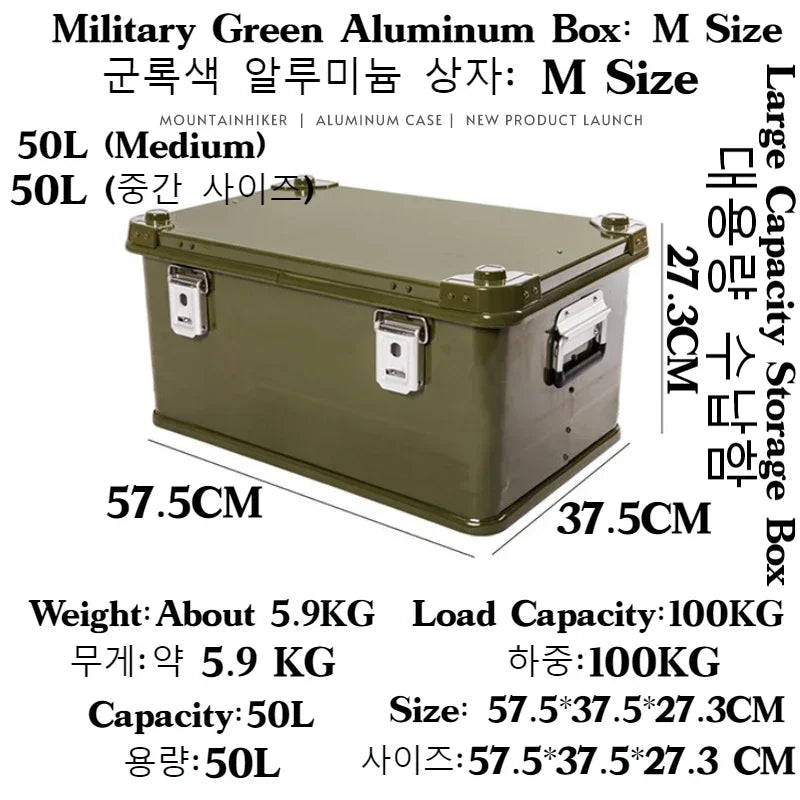 Mountainhiker 30-80L Camping Picnic Travel Aluminum Alloy Large Capacity Box Accessories Bag Hiking Outdoor Storage 4 Colors