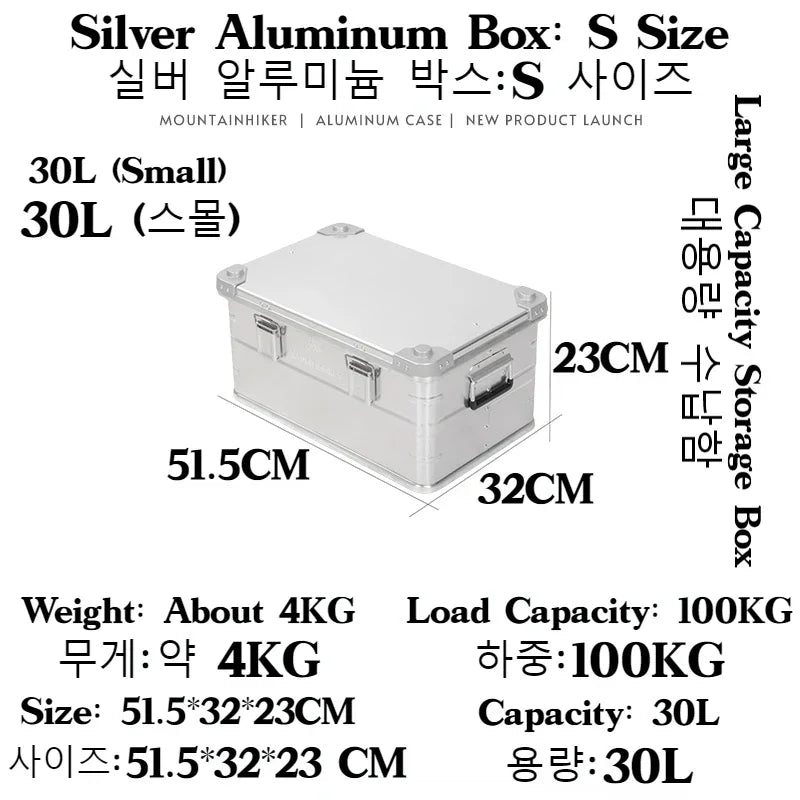Mountainhiker 30-80L Camping Picnic Travel Aluminum Alloy Large Capacity Box Accessories Bag Hiking Outdoor Storage 4 Colors