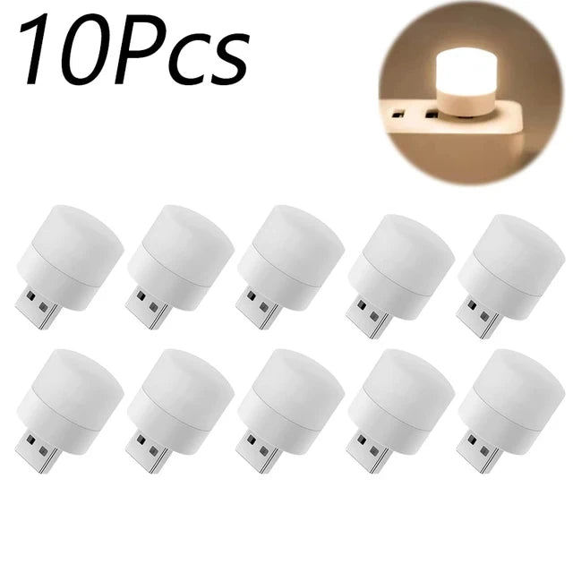 Pcs Mini USB Night Light Warm White Eye Protection Book Reading Light USB Plug Computer Mobile Power Charging LED Night Lamp