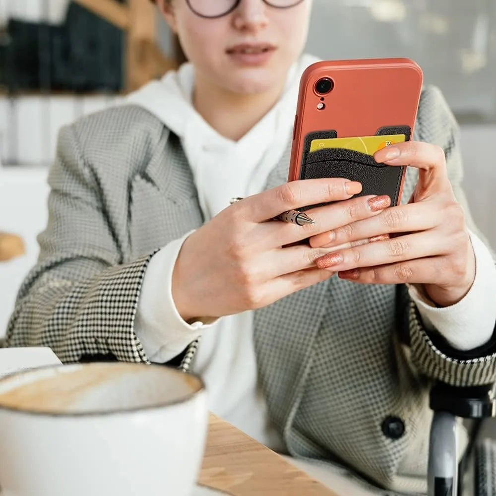 Phone Card Holder, Leather Phone Wallet Stick On, Card Holder for Back of Phone Credit Card Holder for Phone Case