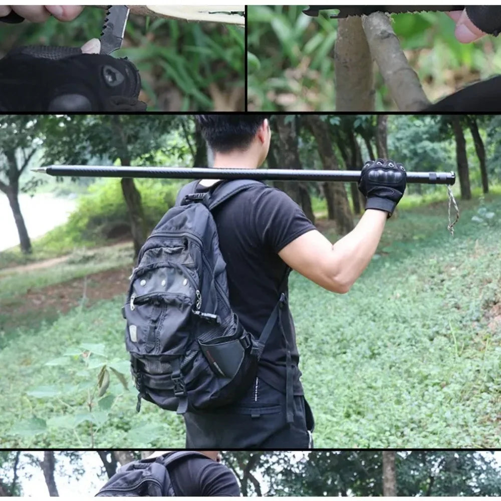 Professional Outdoor Mountaineering Stick Multi-function Metal Self Defense Stick Travel Mountain Camping Survival Tools