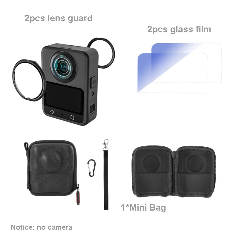For DJI OSMO 360 Lens Guards + Storage Bag + Screen Protector Film for OSMO 360 Camera Accessory Lens Protector Anti-scratch