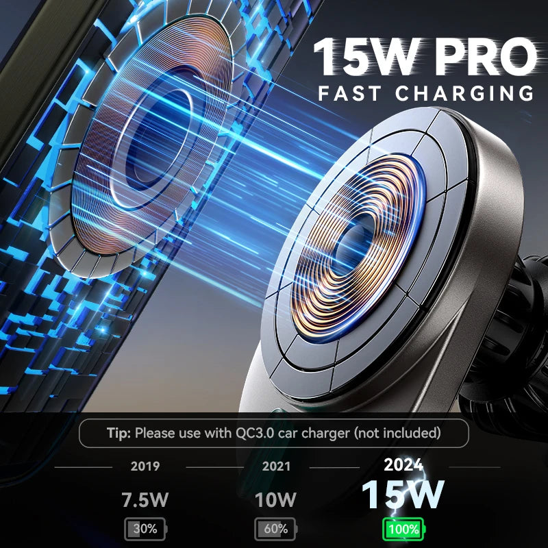 Joyroom 15W Magnetic Phone Holder Mount Charger Fast Wireless Car Charger for iPhone 16/15/14/13 Air Vent Car Phone Mount 1/2PCS