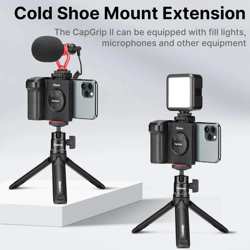 ULANZI CapGrip Wireless Bluetooth Phone Clamp With Remote Controller Handle Grip Selfie Clamp For iPhone 16 15 14 13 12 Pro Max