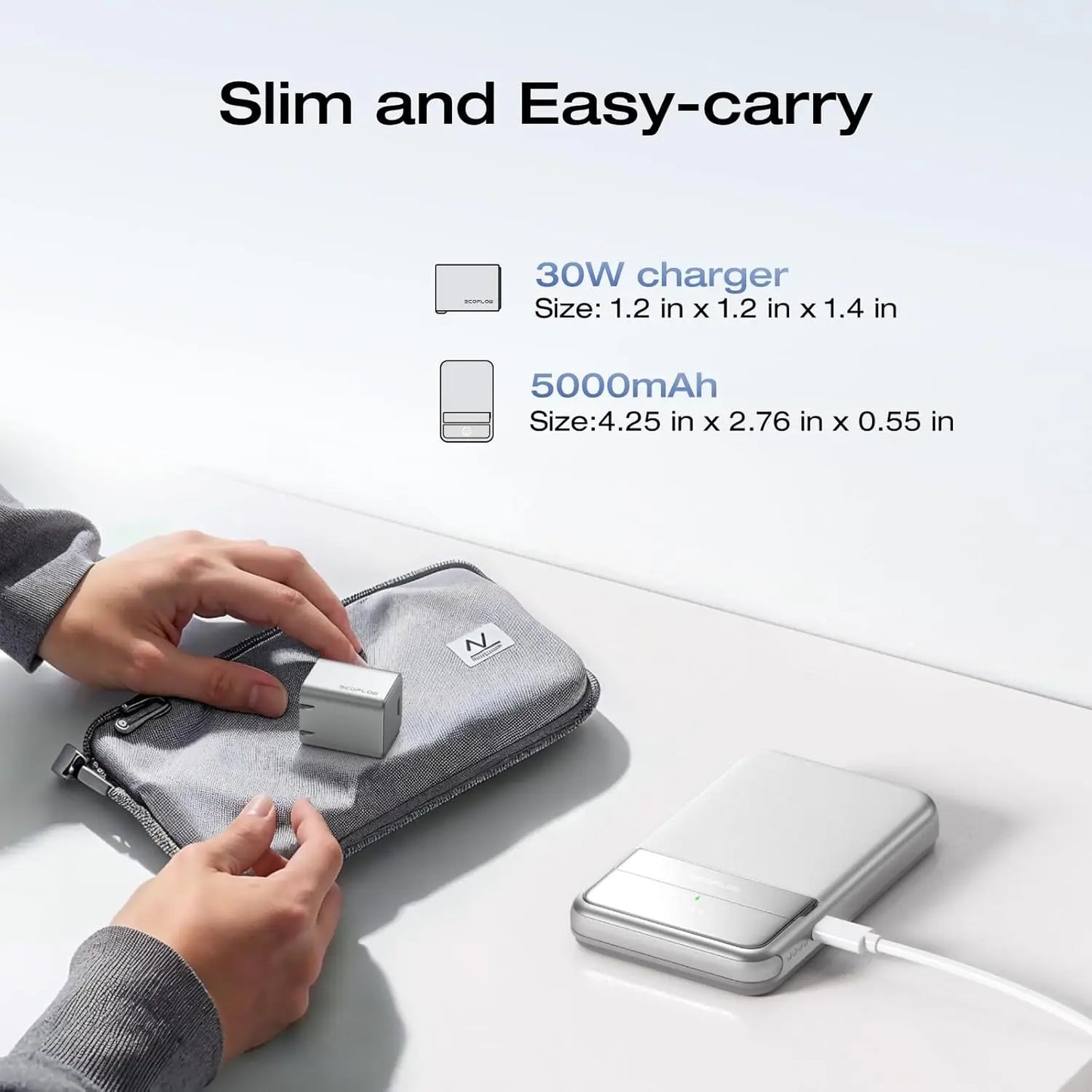 ECOFLOW Rapid Power Bank Wireless 5000mAh, Qi2 Certified Ultra-Fast Magnetic Portable Charger with Stand & Built-in USB-C Cables