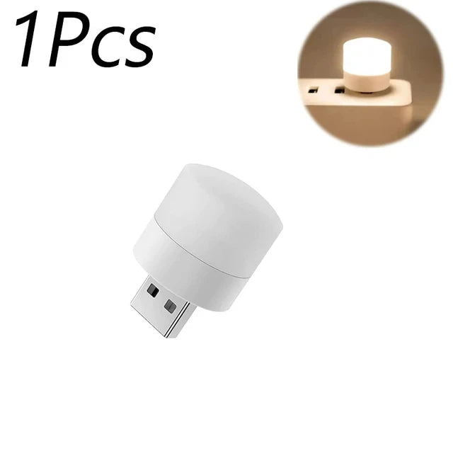 Pcs Mini USB Night Light Warm White Eye Protection Book Reading Light USB Plug Computer Mobile Power Charging LED Night Lamp