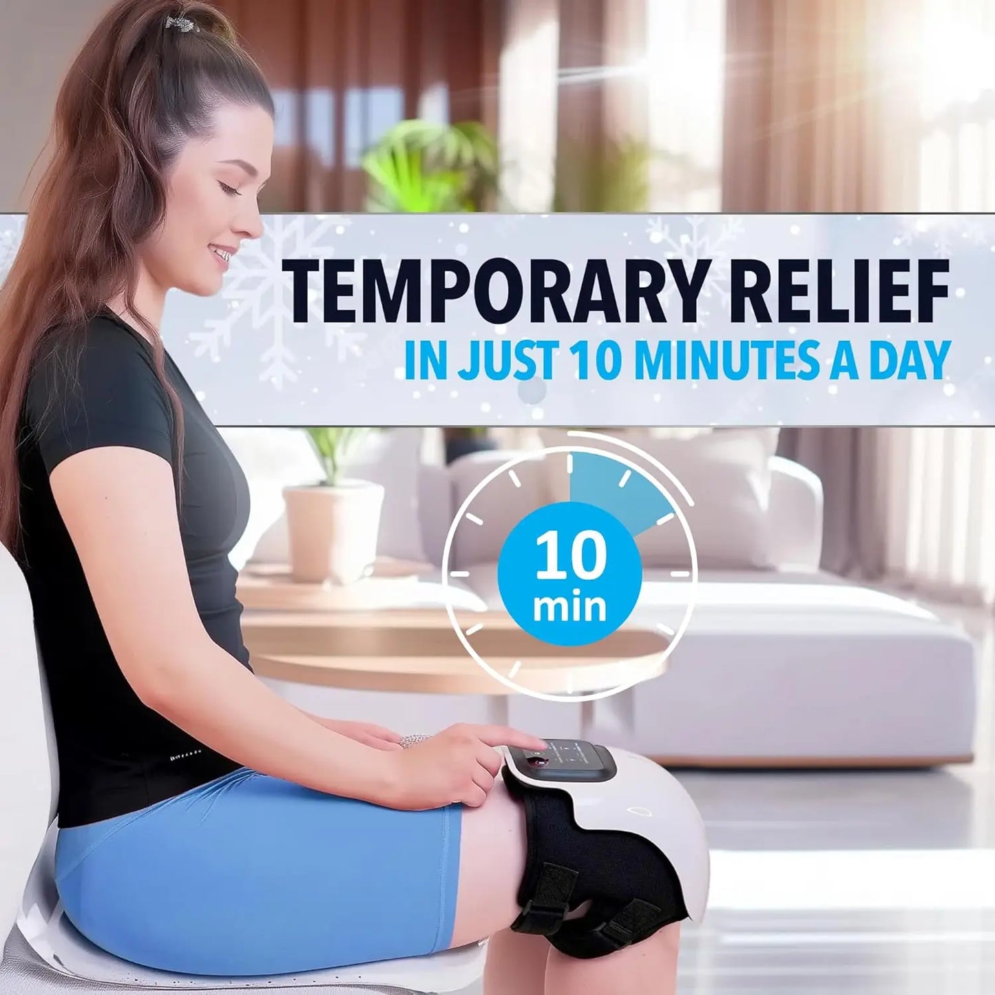 Cordless Knee Massager with LED Screen Infrared Heat and Vibration Knee Pain Relief for Swelling Stiff Joints Stretched Ligament