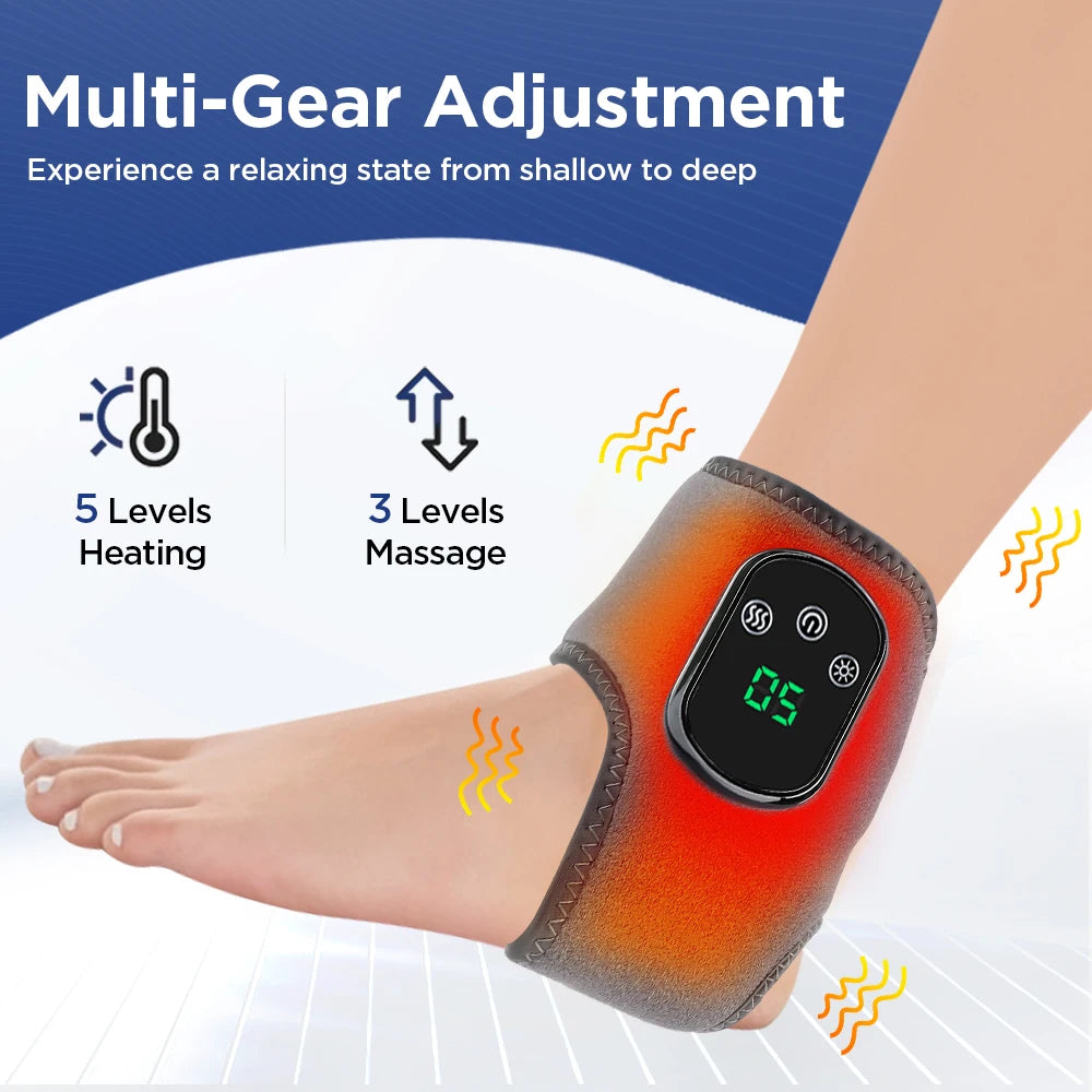 Electric Heating Ankle Massage Belt Hot Compress Vibration Massage Hand Wrist & Foot Ankle Guard Band Carpal Wrap Support Brace