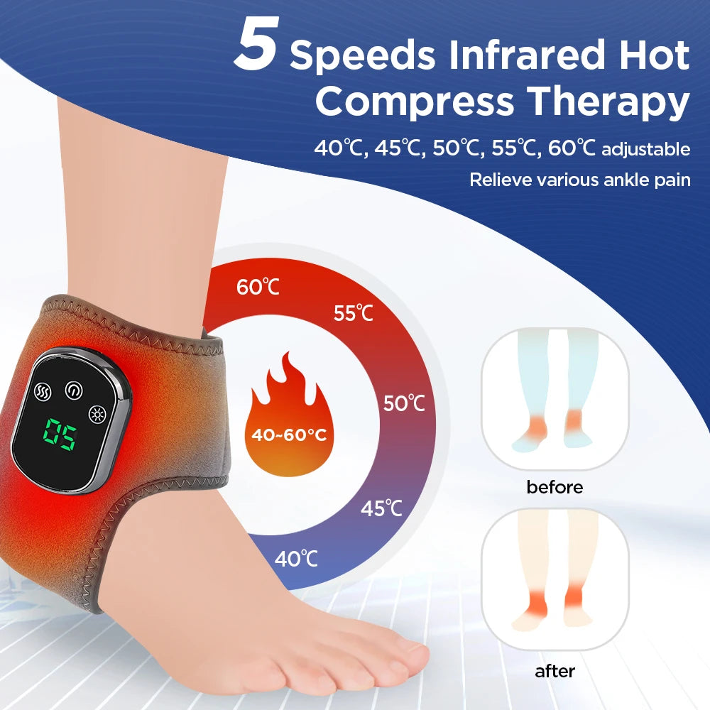Electric Heating Ankle Massage Belt Hot Compress Vibration Massage Hand Wrist & Foot Ankle Guard Band Carpal Wrap Support Brace