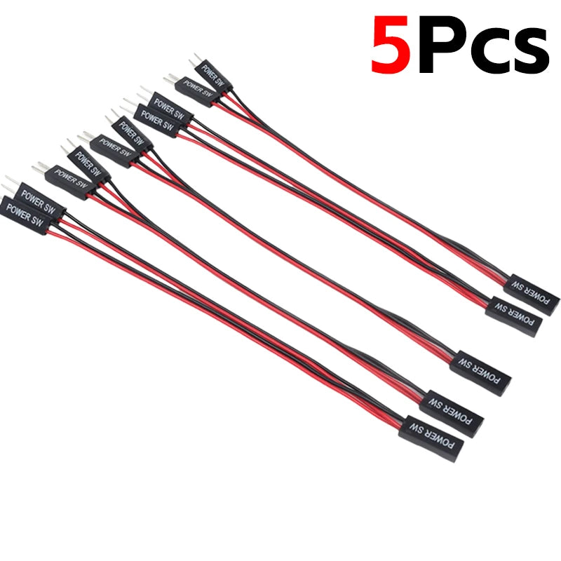 1-5Pcs Desktop Computer Motherboard On/Off/Reset Switch Power Cord PC Power Button 2 Pin SW Cable Extension Power Supply Cords