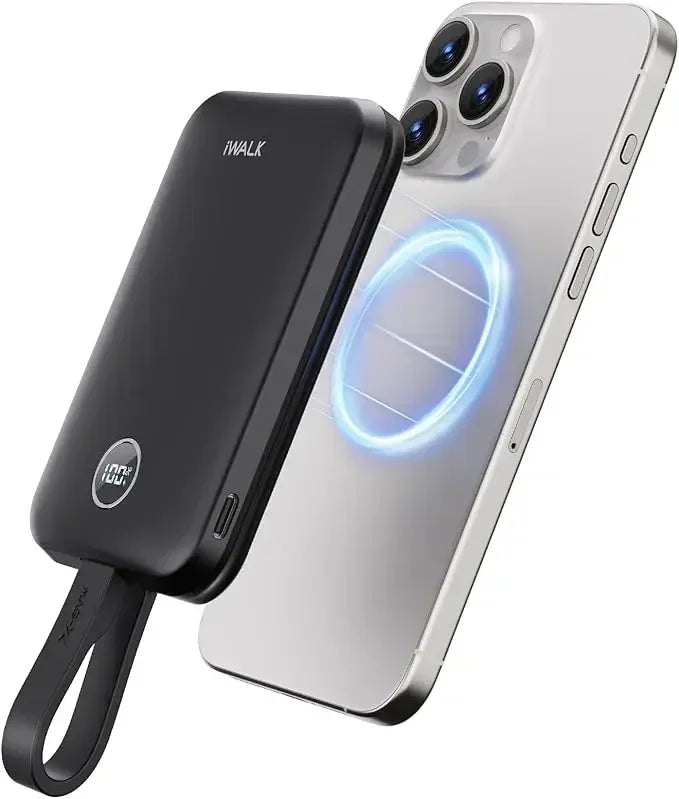 iWALK Magnetic Portable Charger with Ring: 50000 mAh Wireless Slim Stand Power Bank PD 20w Fast Charging with Led Display Stand
