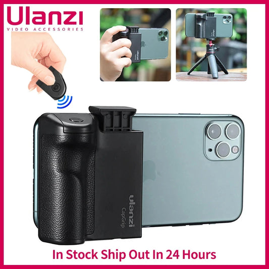 ULANZI CapGrip Wireless Bluetooth Phone Clamp With Remote Controller Handle Grip Selfie Clamp For iPhone 16 15 14 13 12 Pro Max